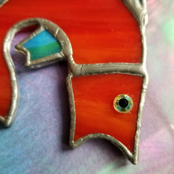 Relisted -big! Stained glass red fish brooch pin handmade - Picture 5 of 8